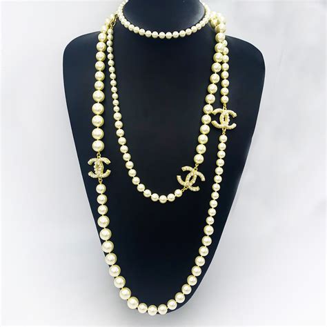 chanel style long pearl necklace|Chanel pearl necklace retail price.